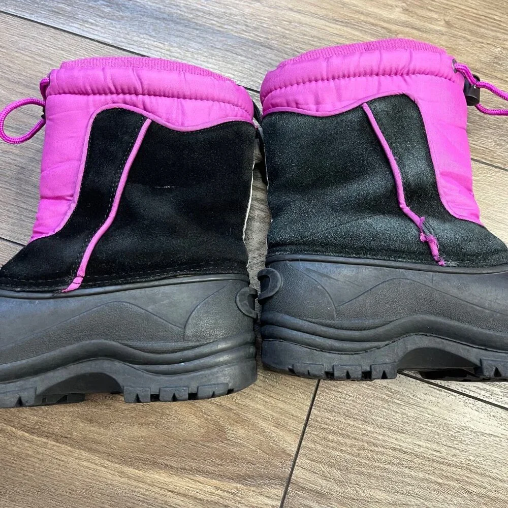 Totes Jean Snow Boots Girls‎ Size 3 Slip On Bungee Closure Suede Leather FAIR